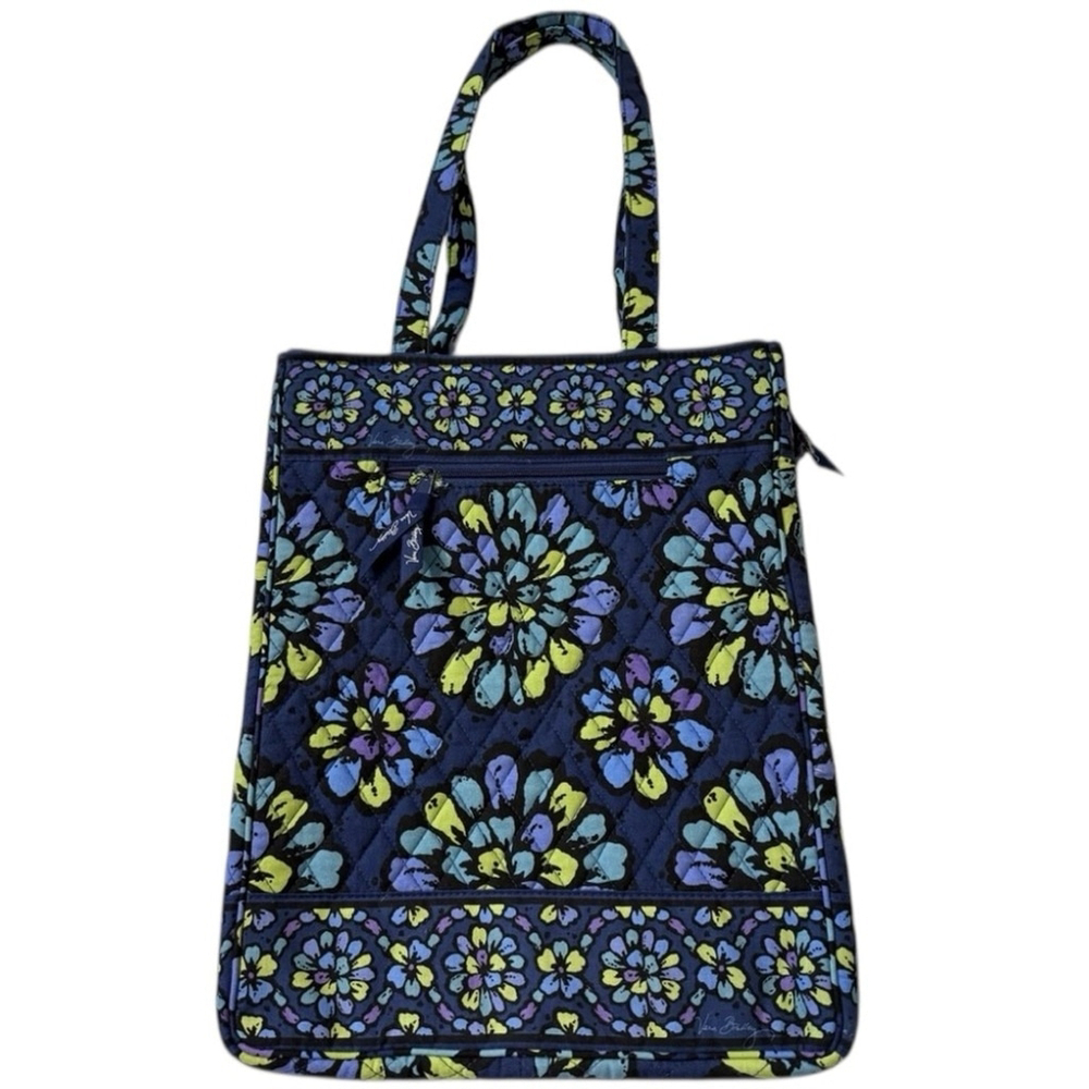 NWOT VERA BRADLEY RETIRED Indigo Pop Floral Laptop Travel Tote Shoulder Hand Bag